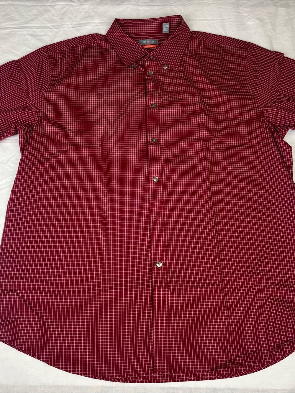 Van Heusen Men's Burgundy Checked Button-Down Shirt